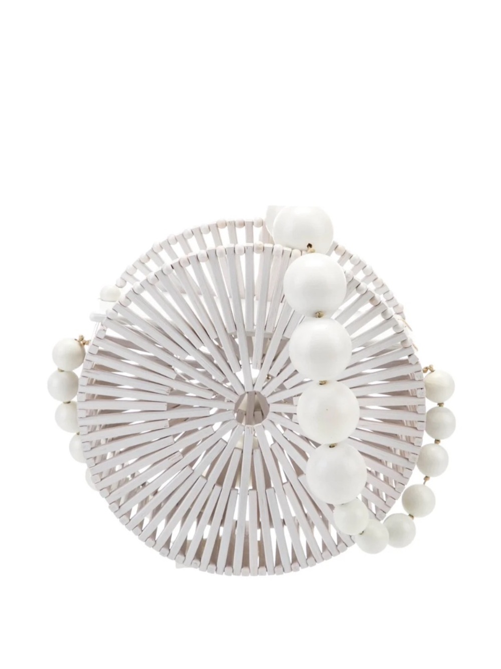 cult gaia White Round Beaded Handbag with Pearl Handle
